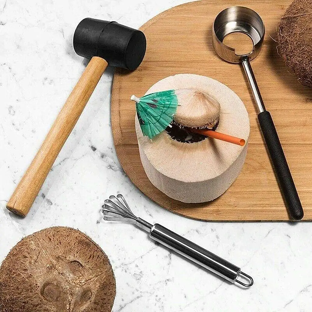 Stainless Steel Coconut Shell Opener Puncher Hammer Kit Kitchen Tool Style 3