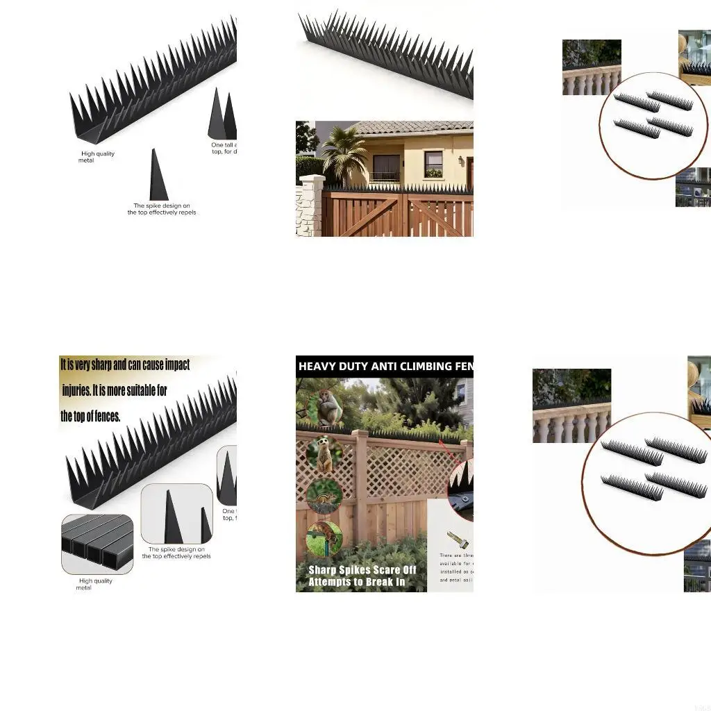 Outdoor Fence Cover with Pointed Metal Profile, Black Iron Fence Top Bar for Garden Fence Lines and Yard Use, 4 Y5GB