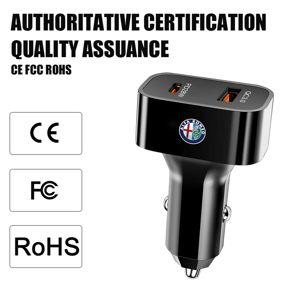 PD نوع C شاحن سيارة USB شاحن سريع 25 واط PD سيارة شحن سريع ل ألفا روميو 147 156 159 جوليا جوليتا ستيلفيو MiTo Tonale