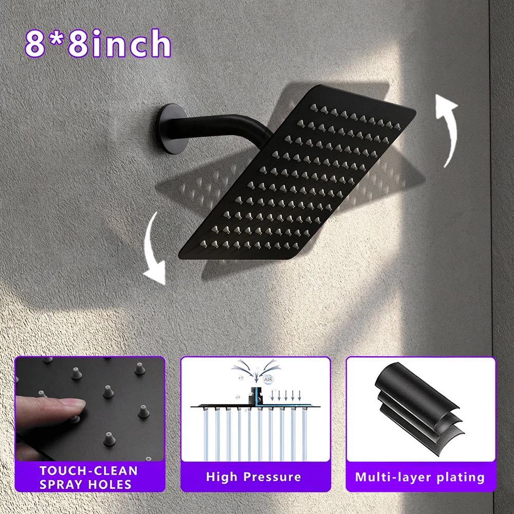 Modern matzwart inbouw douches - Concealed Thermostatic Shower System Set recensie en prijs