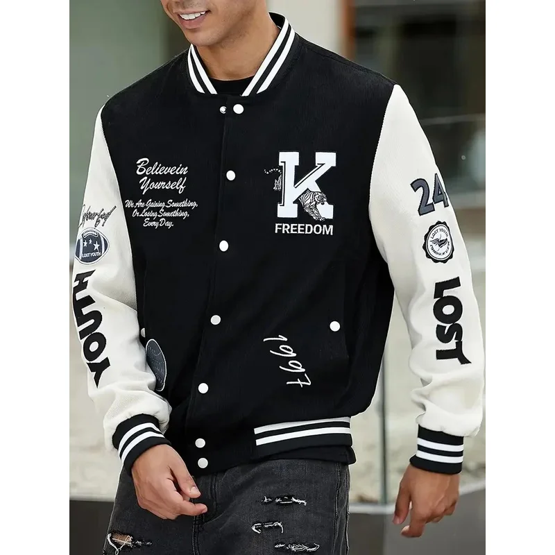 

Мужская повседневная куртка с разноцветным принтом, стандартная куртка с Бейсбольным воротником