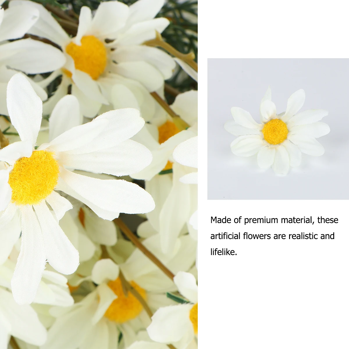 

12 Pcs Artificial Flowers Realistic Simulation Home Decor Daisy Arrangement Non Withering Silk Petals Soft Bright Wedding