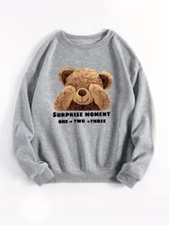 CLoose Sweatshirt Casual Long Sleeve Women Autumn and winter Cartoon Bear Comfortable Pullover Crewneck Loose Female Clothes