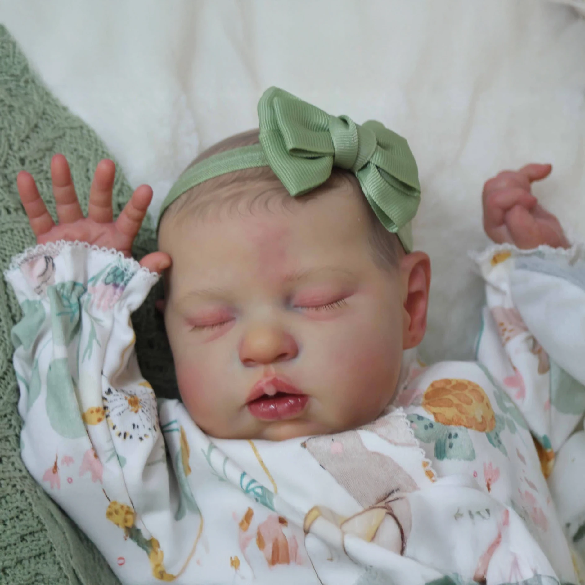 NPK 19 inch Slapende pasgeboren babypop Reborn Zachte siliconen Flexibele realistische 3D Huidskleur Zichtbare aderen Handgeschilderd haar