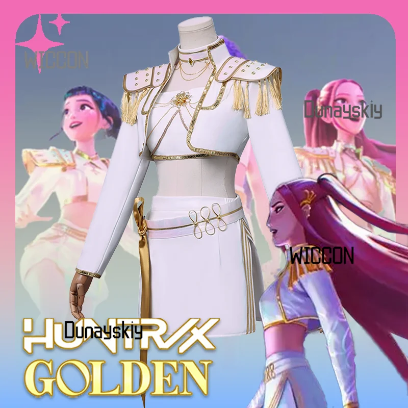 

Kpop Demon Hunter Cosplay Costume Huntrix Mira White Suit Korean Wave Superstar Idol Performance Sets Halloween Carnival Golden