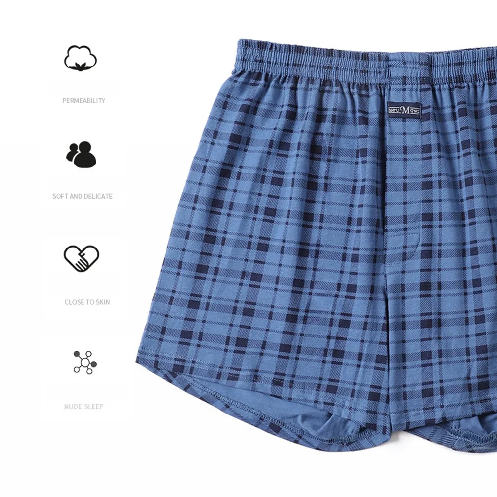 Männer Casual Plaid Breite Bein Boxer Briefs Shorts Badehose Unterwäsche Unterhose Dessous Hause Tragen Mann Baumwolle Höschen