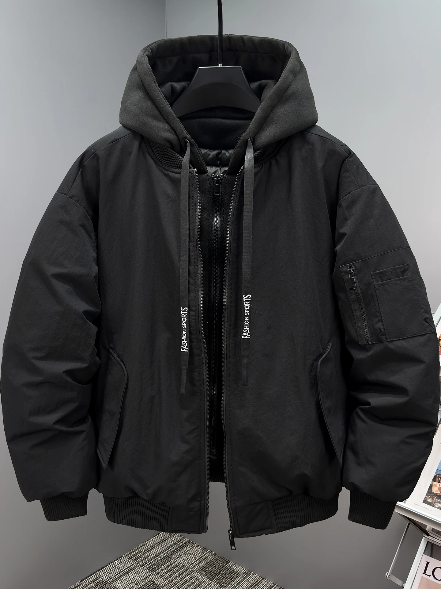 Extra Large Men's Thiened Winter Cotton Jaet Fake Two-Piece Sle Cold Resistance plus Size Coat for Heavy People up to 3...
