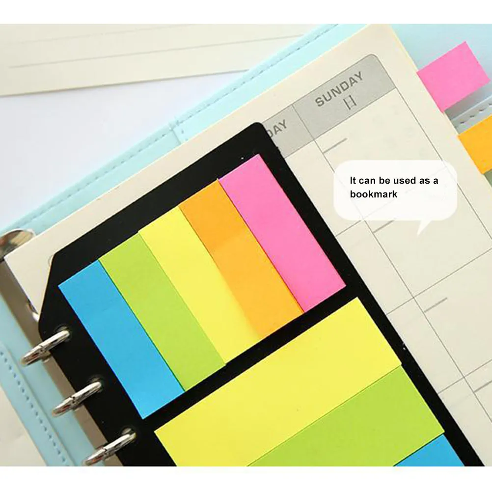 Picture 5: Colorful Self-Stick Loose-Leaf Indexing Pads for File Classification Bookmarking Notes Labeling Opaque Reusable Adhesive
