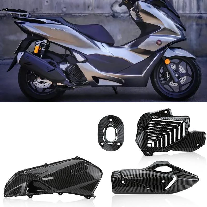 

Carbon Fiber Pattern Motorcycle Air Filter Cover Exhaust Hood Water Cooling Cover Haust Pipe Tail Throat For PCX160 2021-2023