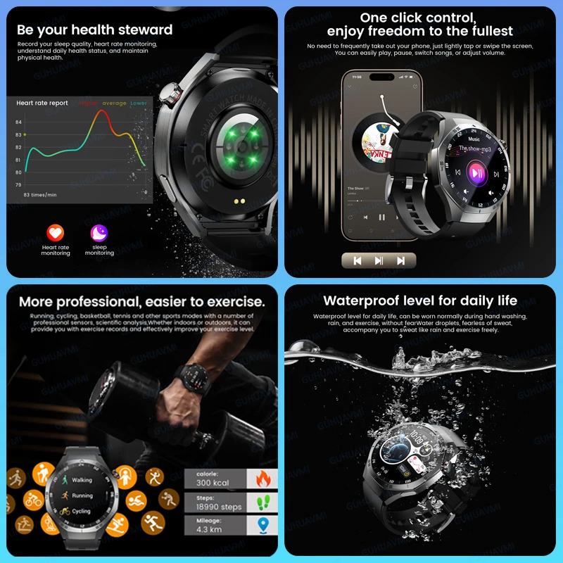 2025 موضة جديدة كلاسيكية 5 برو الرجال لتحديد المواقع SmartWatch AMOLED عرض HD دعوة معدل ضربات القلب IP68 مقاوم للماء ساعة اللياقة البدنية سوار ذكي