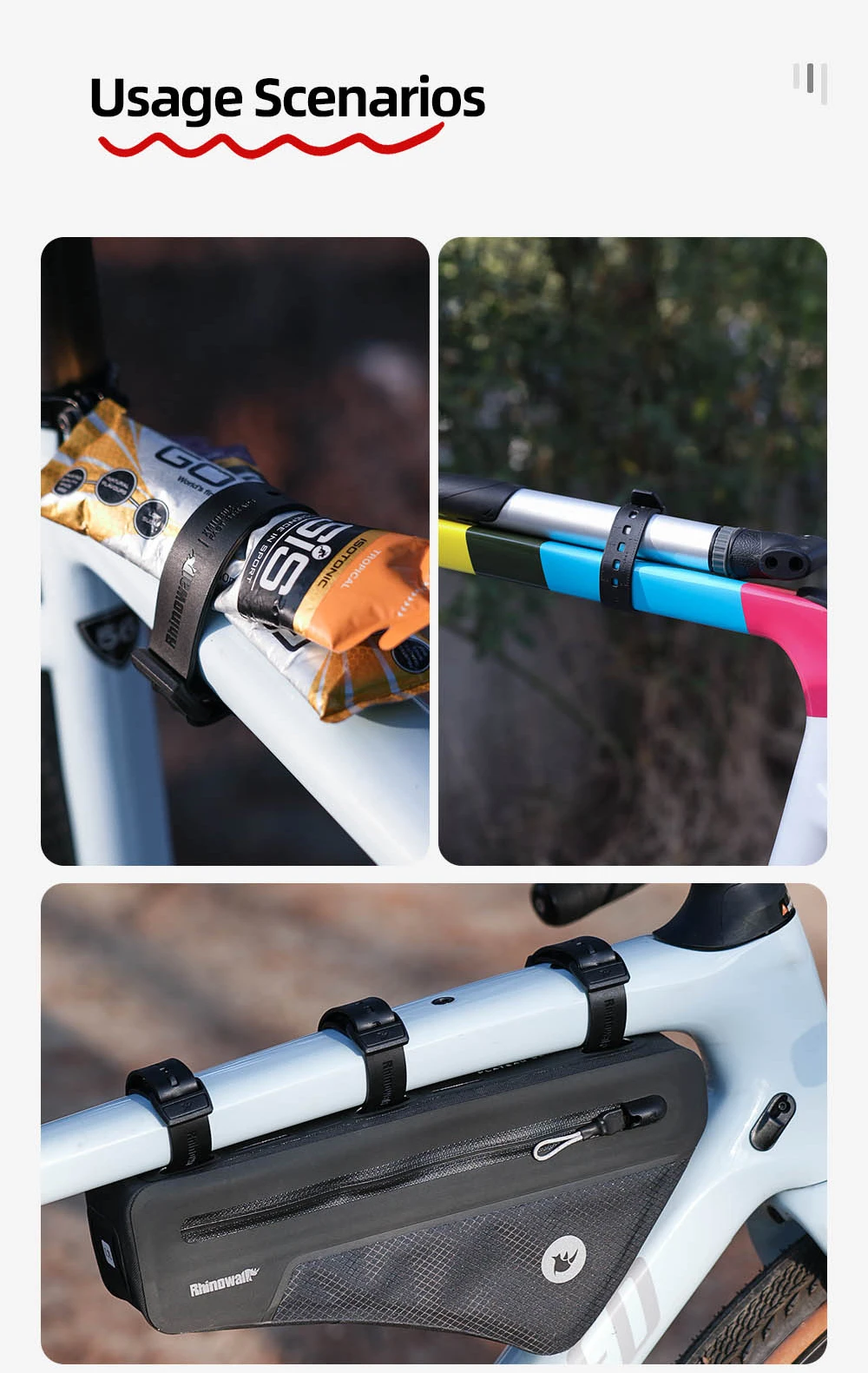 Rhinowalk Multifunktionaler TPU-Messriemen, Outdoor-Zubehör, verstellbarer Gepäckgurt, Aufbewahrungsschnalle, Fahrrad, Radfahren, Reisen – Detail 4