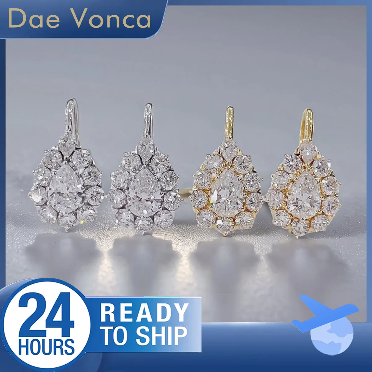 

Серьги из белого золота 18 карат с бриллиантами в форме груши, выращенные в лаборатории серьги с бриллиантами, уникальные серьги с ореолом и бриллиантами, элегантный подарок для подруги