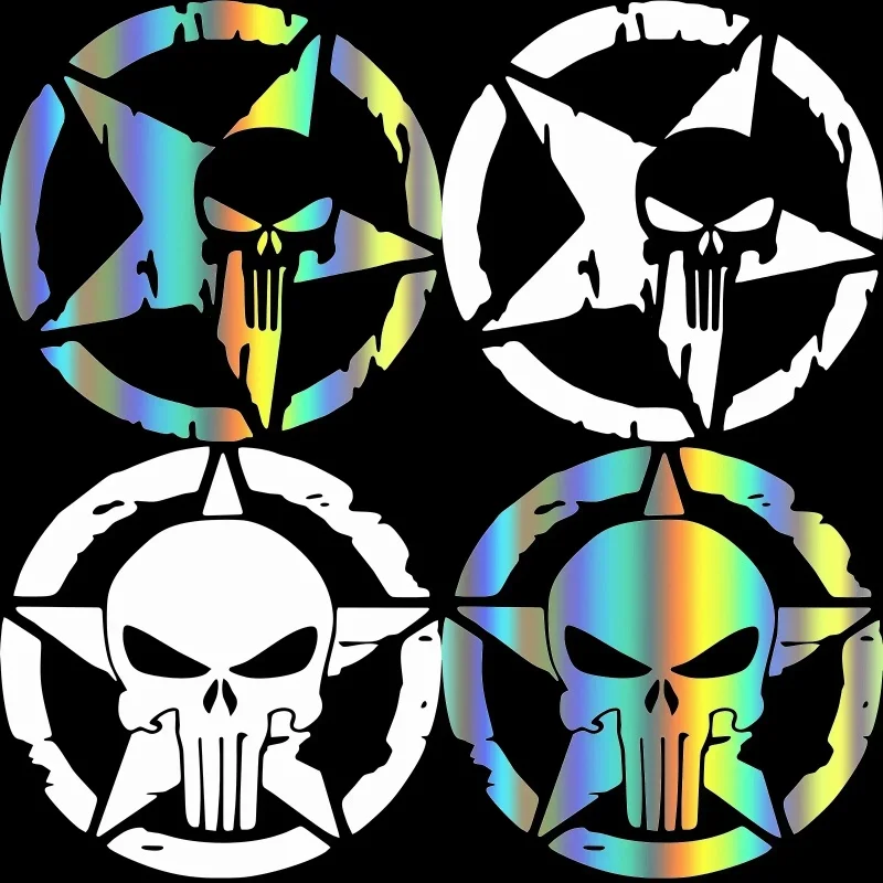 

20cm Tactical Skull Star Car Sticker Reflective Army Style Vinyl Decal for Off-Road 4x4 Truck Pickup Body Side Exterior Decorati