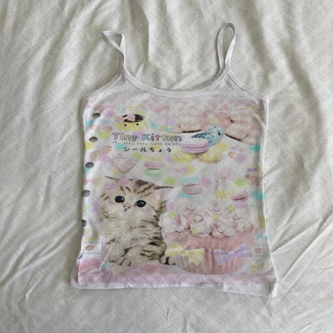 Y2k Corsetto da donna Grafica estetica Stampa Vestiti Vintage Punk Gotico Canotta Top Baby Tee Grunge Crop Top Emo Girls Canotta