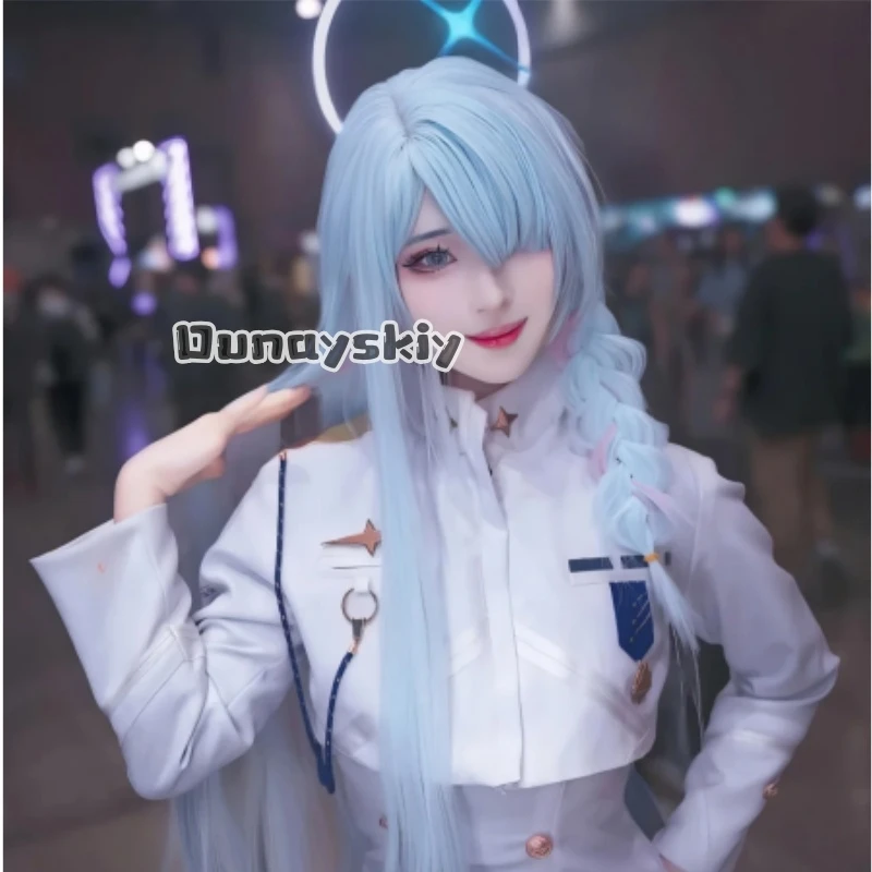 

KS*25Anime Game Blue Archive Cosplay General Student Council President Costume Kawaii Long White Dress JK Uniform Wigs Halloween