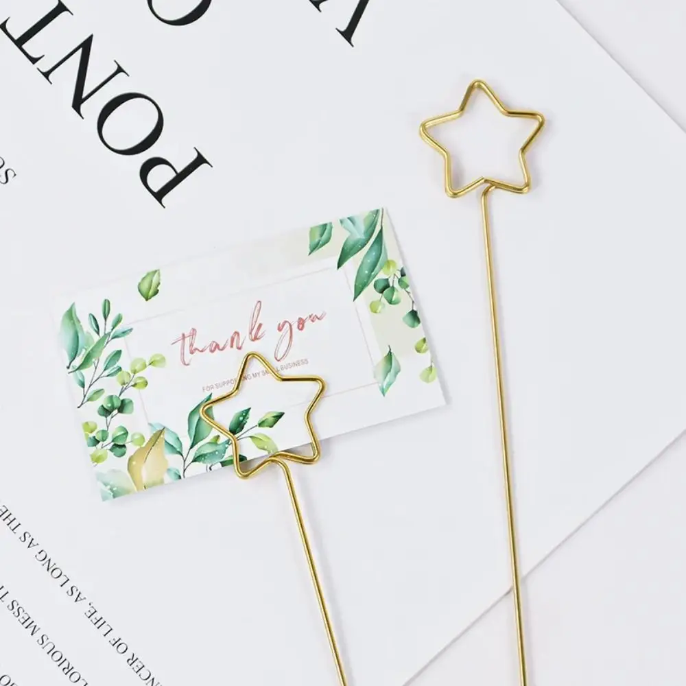 

30/60pcs Creative Metal Card Holder Star/Heart /Round Shape DIY Memo Clip Holders Double Ring Stainless Steel