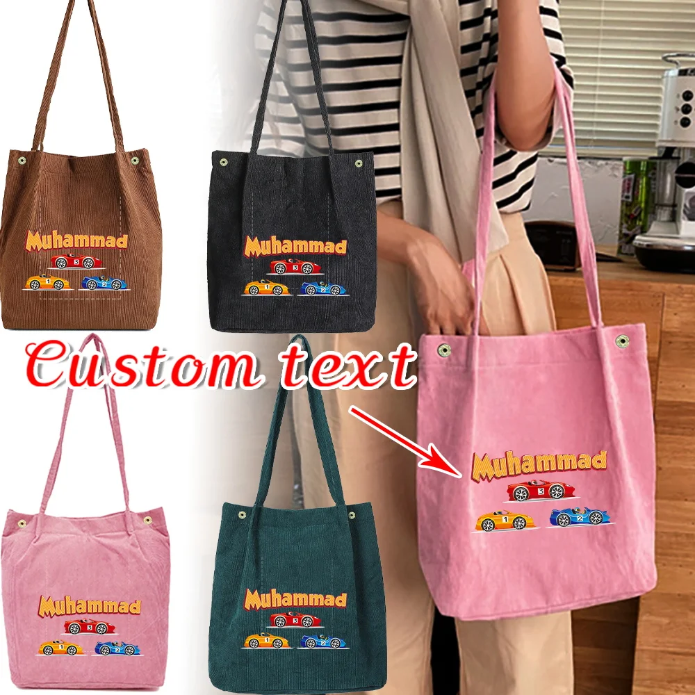 

Personalized Customization Name New Women's Corduroy Shopping Bag Canvas Shoulder Bag Storage Casual Women's Handbag