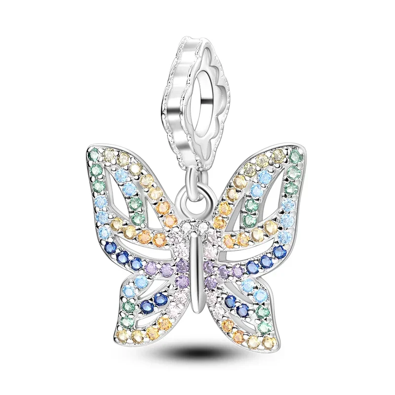 Original 925 Sterling Silver Rainbow Animal Safety Clip Jewelry Clip Beaded Charm for Pan DIY Bracelet Ladies Jewelry Gift