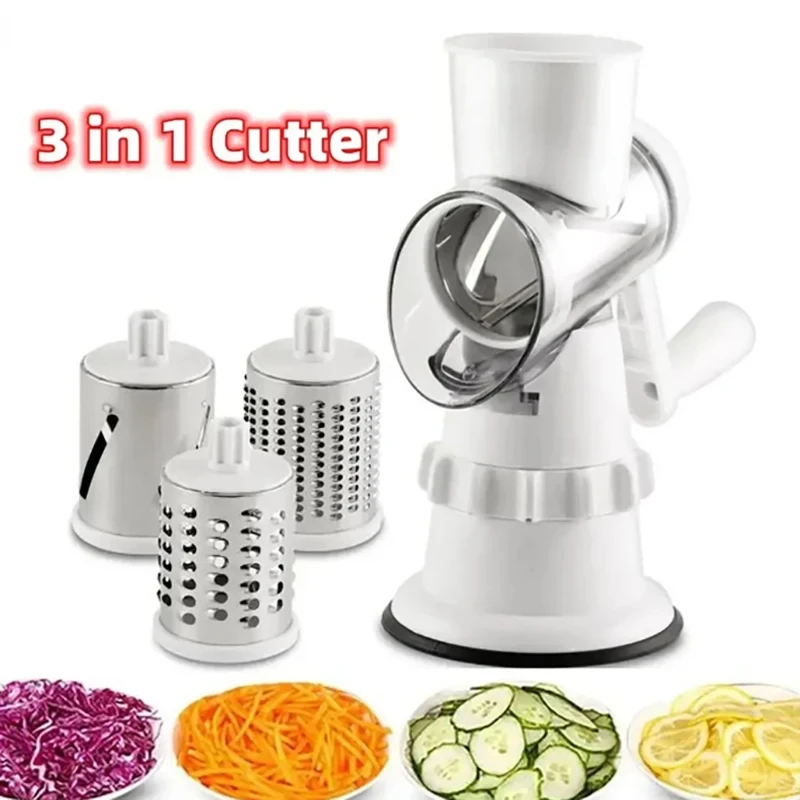

3 In 1 Vegetable Slicer Manual Kitchen Accessories Grater for Vegetable Cutter Round Chopper Mandolin Shredder Potato Home Kitch
