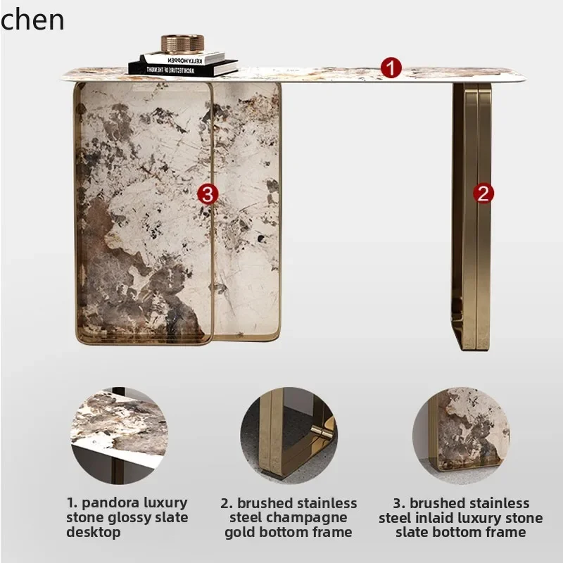 DSAlight luxury entrance case simple living room end view table against the wall stainless steel entrance entrance table