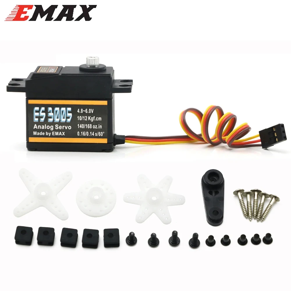 4pcs Emax ES3005 4.8-6.0V 13kg High Torque Metal Gears Waterproof Analog Servo For RC Car Boat Airplane Helicopter Accessories