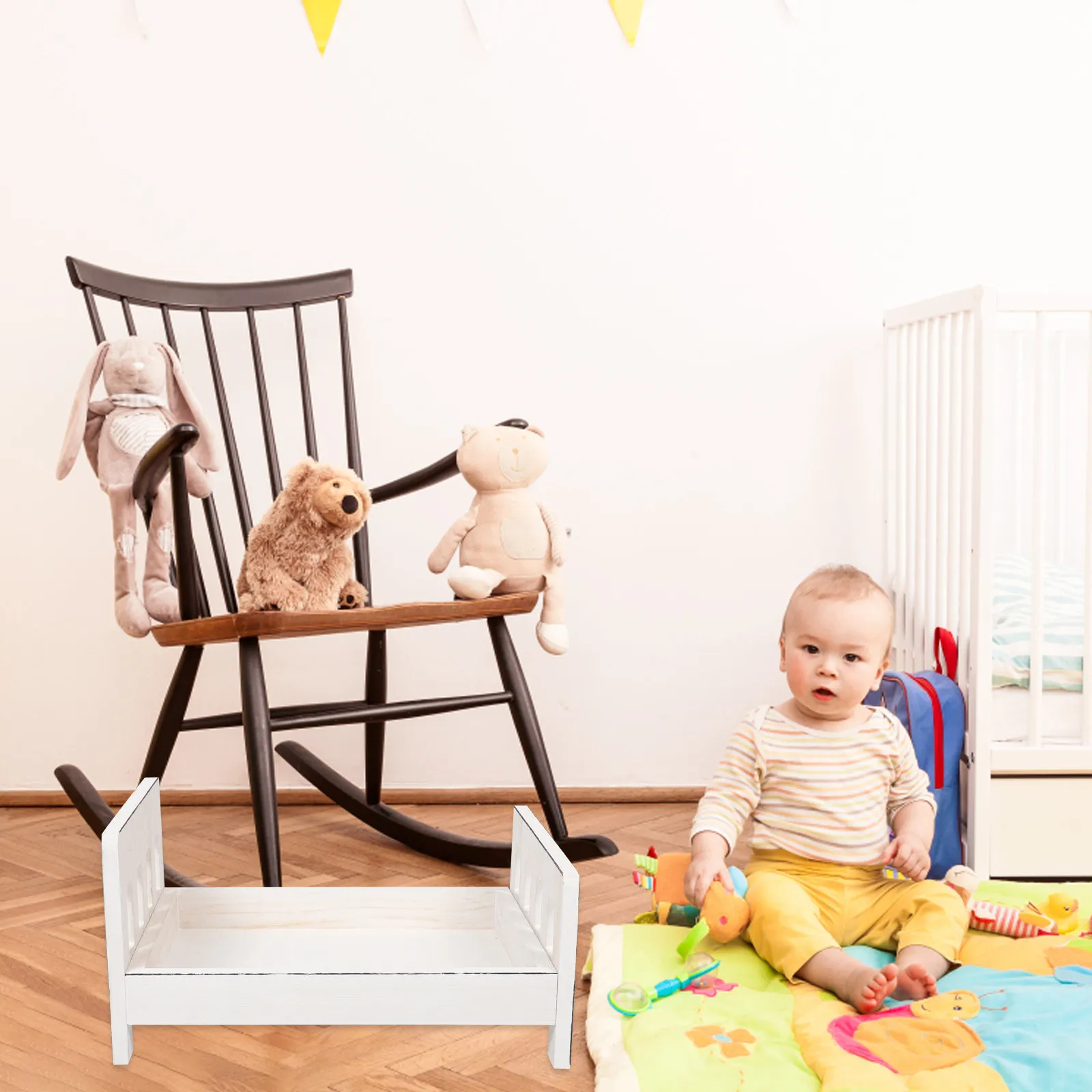 

Деревянный реквизит для фотосессии новорожденных: винтажная кроватка из массива дерева для съемок младенцев, унисекс, для фотосессий на важные моменты развития ребенка