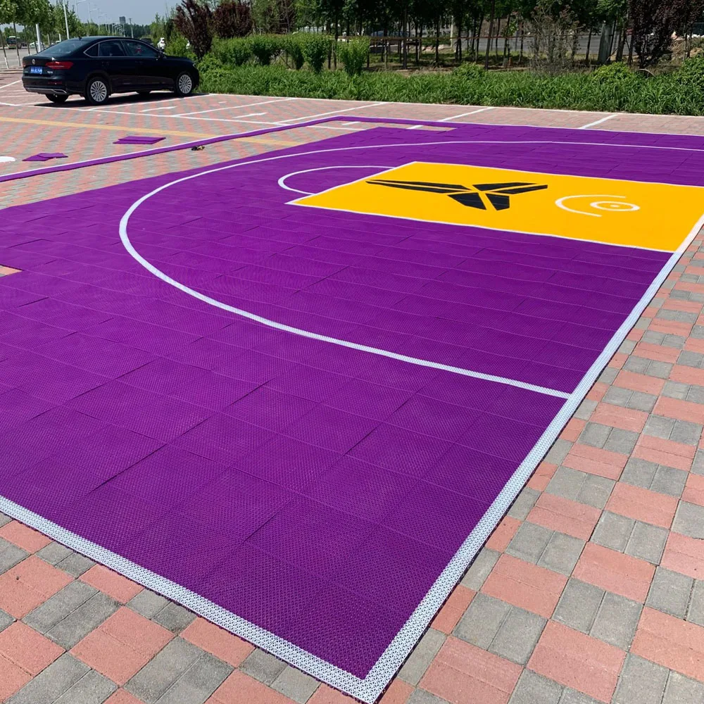 Beable Outdoor Half Sports Court 3x3 PP Basketball Playground Interlocking Flooring For Backyard With Full 3 Point Line LOGO