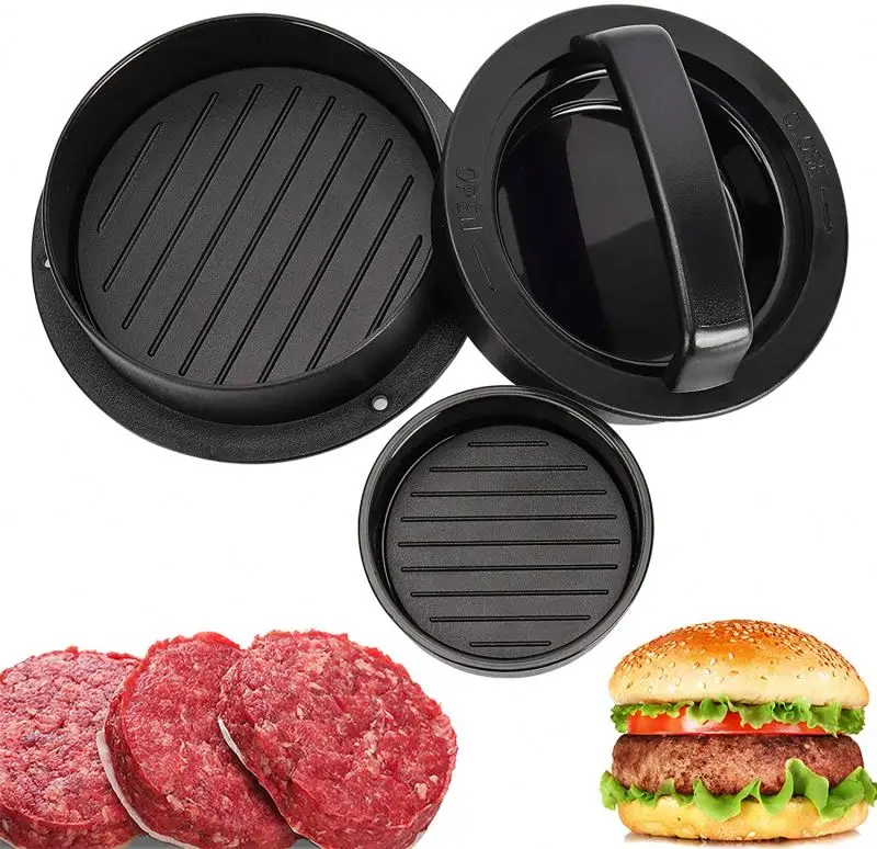 BBQ Tools 3 in 1 Plastic non-stick Manual Stuffed Meat Mold Double Hamburger Press Patty Maker Burger Press