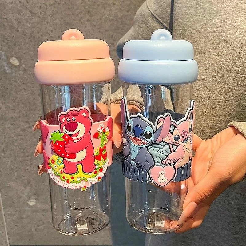 

Disney Stitch Lotso Mickey Cartoon Cute Plastic Water Cup Creative Kawaii Anti Fall Student Sports Water Cup Gifts Wholesale