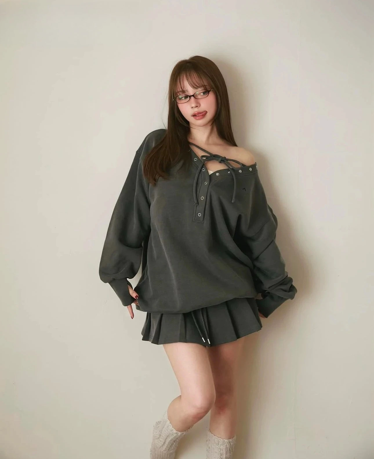 

Japanese Style 2025 Spring Autumn Loose Long Sleeve Top and Skirt Set New Casual Sweatshirt Suit Women's Two Piece Sets