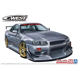 Aoshima 06149 1/24 C-West Skyline GT-R R34 BNR34 Racing Sport Vehicle Car Hobby Toy Plastic Model Building Assembly Kit