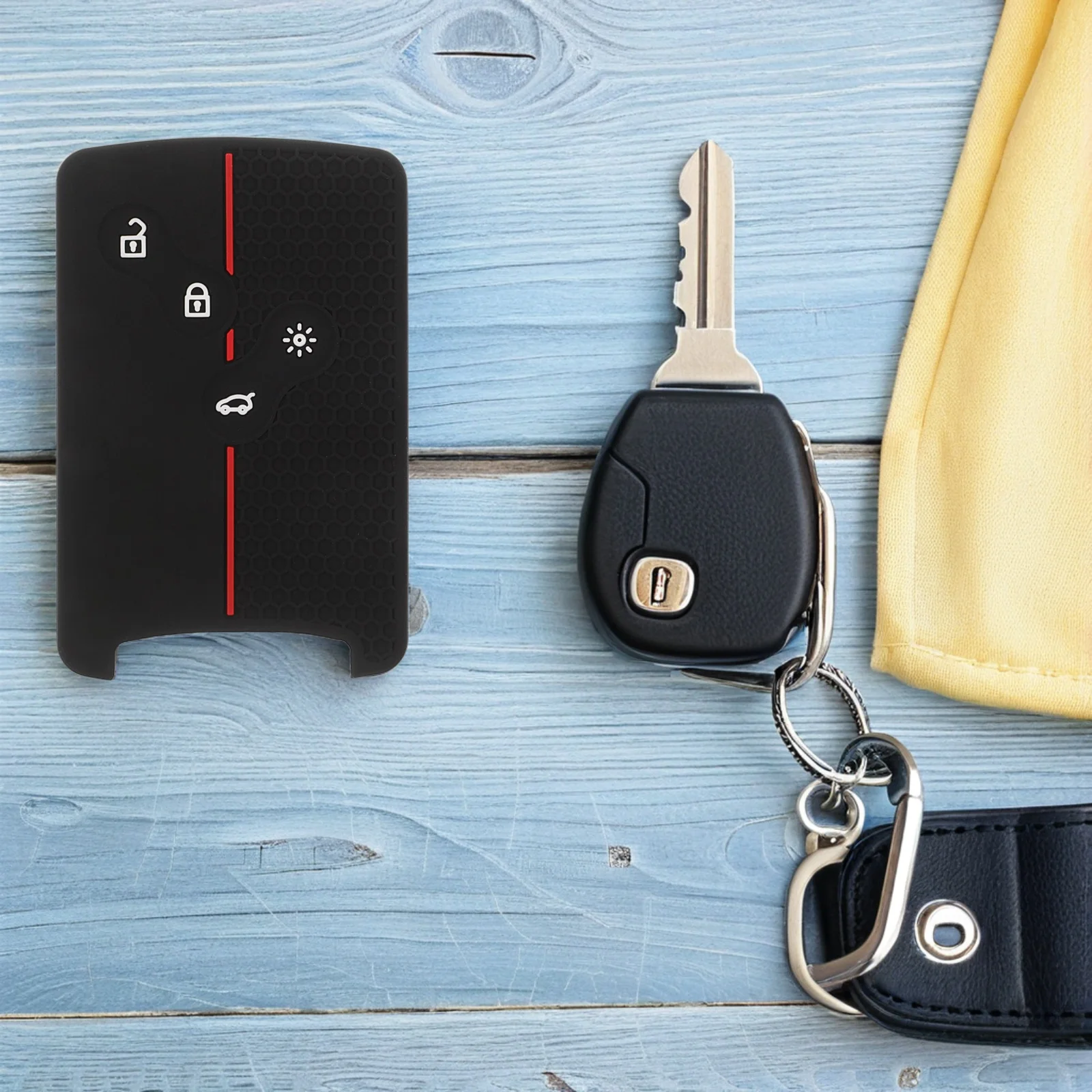 

2Pcs Silicone Car Key Fob Case Black Weather Resistant Protective Cover Anti-Scratch Remote Shell for