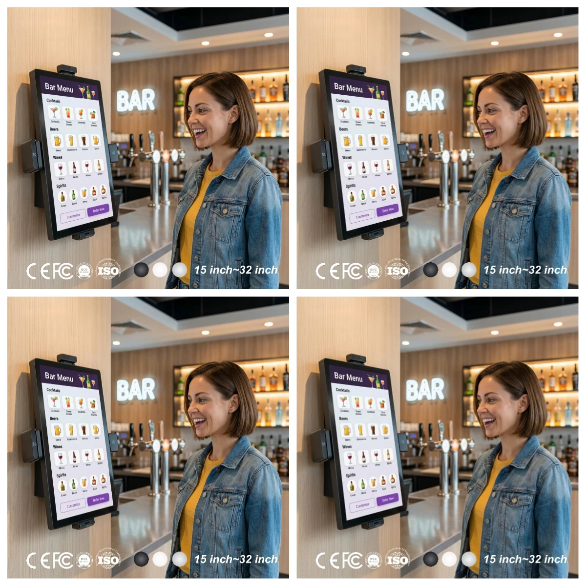 

Wall Mount Payment Kiosks Bar Club Self Service Kiosk Android 14 32 Inch High Brightness