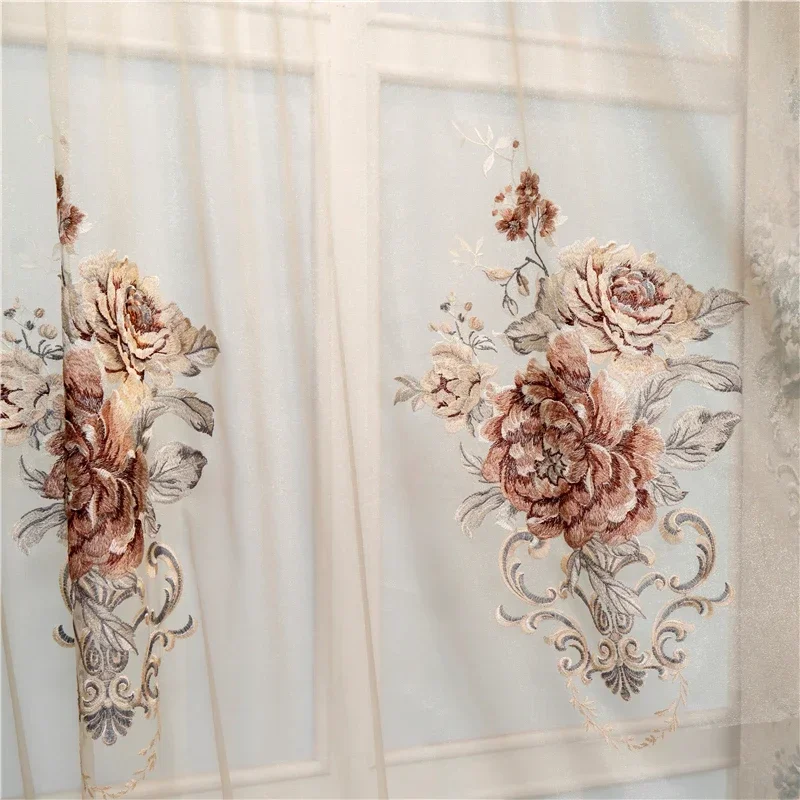 European Top Beige Blue Brown Thick 3D Jacquard Decoration Full Fight Shading Villa Living Room Bedroom Kitchen Custom Curtains