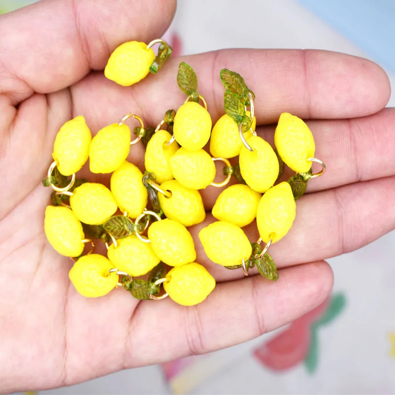 50Pcs 11*17mm Lemon Leaf Resin Accessories Charms Pendants Handmade  Jewelry DIY Earring Necklace Keychain