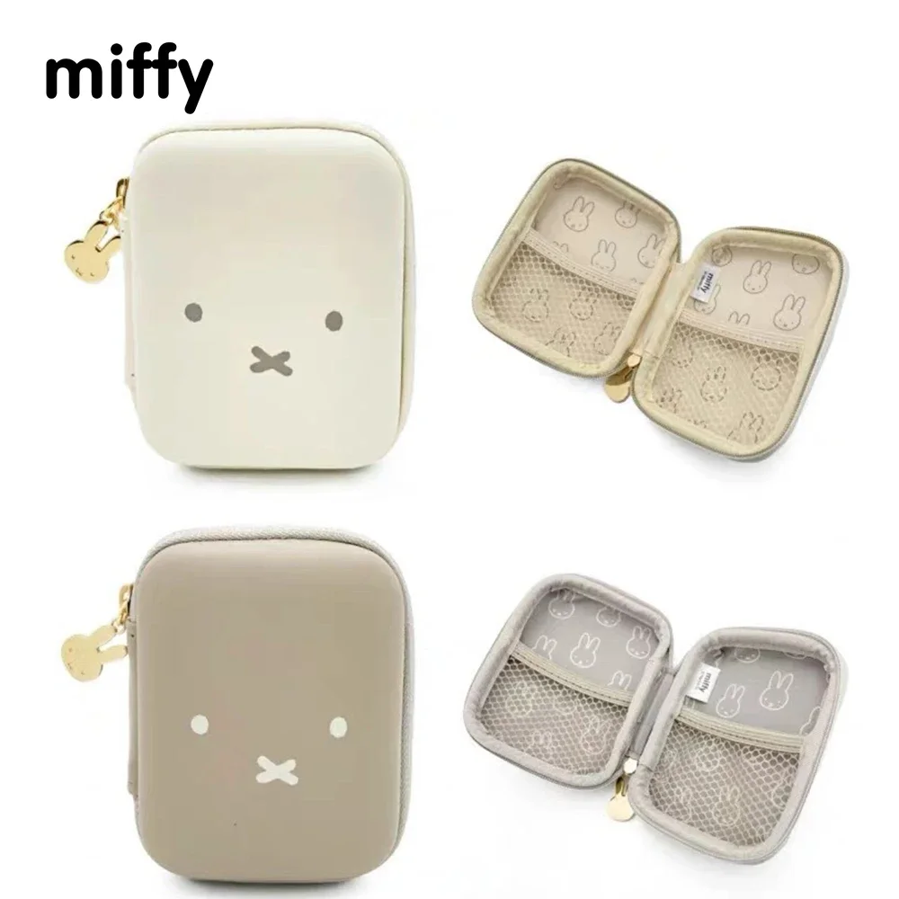 Kawaii Miffy Storage Bag Cartoon Cute Lipstick Makeup Bag Hard Case Portable Accessories Headphones ID Bag Christmas Gift