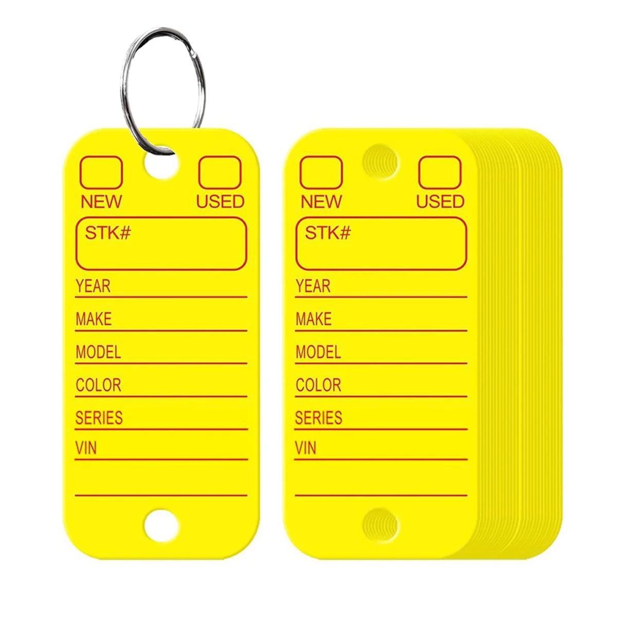 

AT16 PVC Tags with Labels and Rings, Car Key Tags for Organization, Identifiers, and Luggage Tags with Markers 200PCS Yellow
