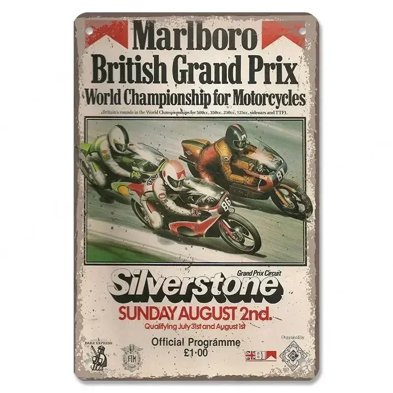 

Motocross Poster Metal Tin Signs Vintage Motorcycle Grand Prix Metal Plaque Decor Wall Decor for Garage Moto Club Man Cave Bar
