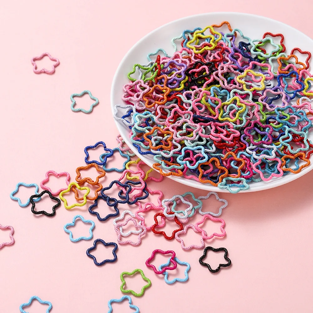 50PCS 16x16.5mm Colorful Star Split Rings Mixed Alloy Split Twisted Open Jump Rings DIY Jewelry Making Accessories Supplies