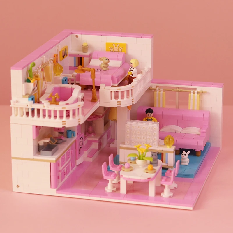 Creative Bedroom Architecture Building Blocks City Friends Play House Set Apartment Kitchen Model Micro Bricks Toy For Girl Gift