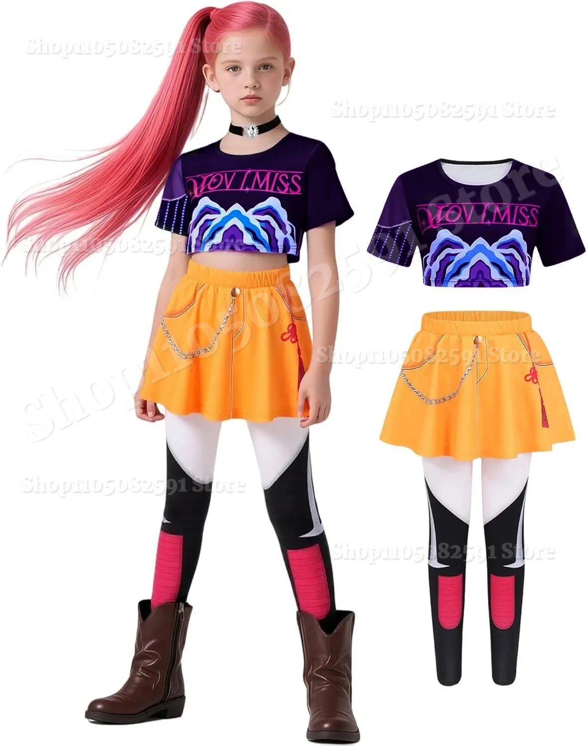 2026 Ragazze Demone Pop Cantante Cacciatori Costume Stage Outfit Costume da idolo, Costumi di Halloween per bambini Cantanti Leader Cosplay
