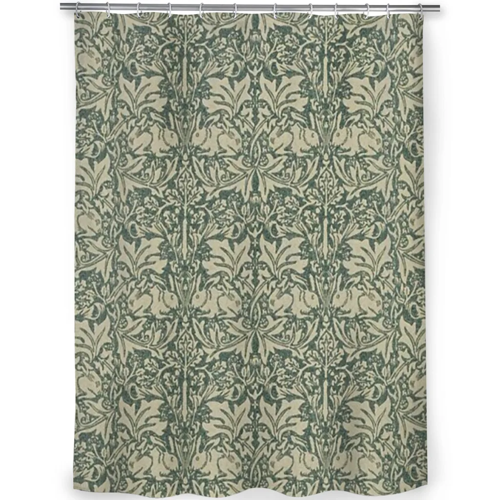 William Morris Brer Rabbit print Shower Curtain for Bathroom  Aesthetic Room Decoration