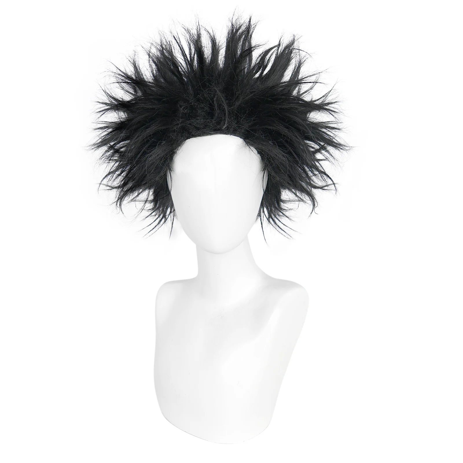 

Synthetic Short Straight Black Fluffy Hairstyle Cosplay Wig Rock Punk Style Very Cool High-Quality Wig