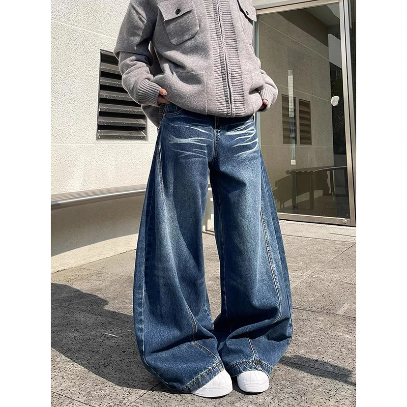 

ZHIZOU женские синие мешковатые джинсы-карго Y2k Harajuku винтажные потертые джинсовые брюки эстетический стиль 2000-х годов большие джинсы-бойфренды брюки