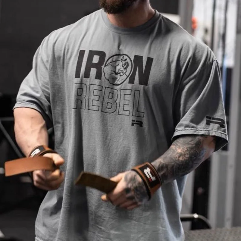 Loose Fit Pure Cotton T-Shirt Men's Five Sleeve Fitness Breathable Short Sleeve Sporty Top Trendy Youth Summer Fashion