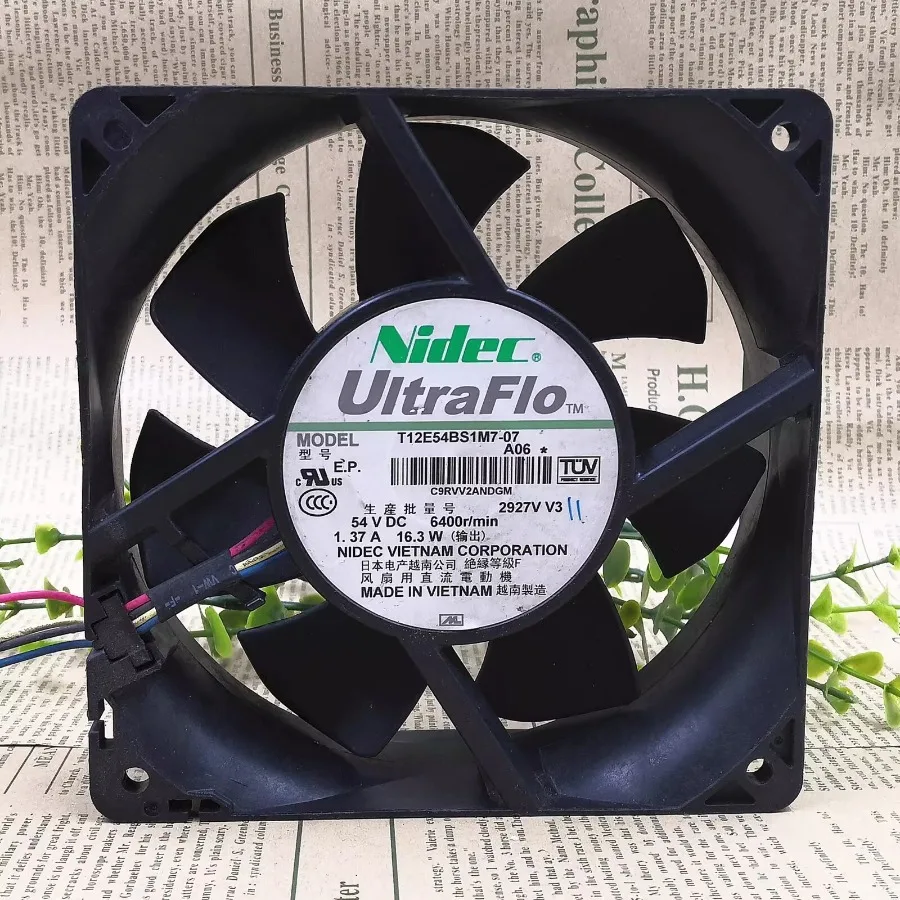 For NIDEC T12E54BS1M7-07A06 12038 DC54V 1.37A 12CM 4-Wire Cooling Fan