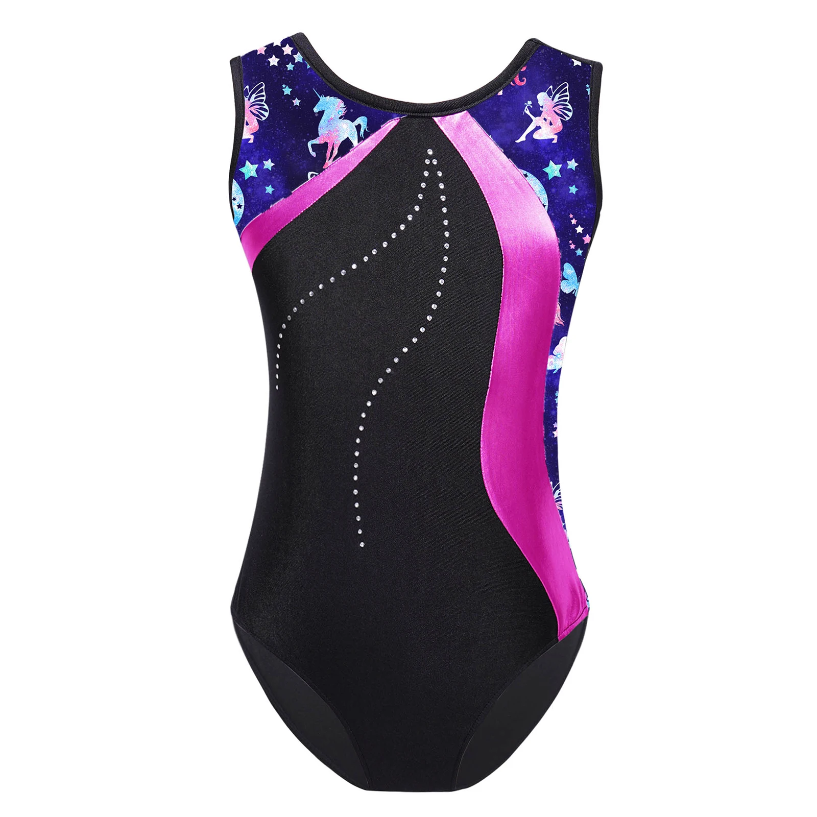 Kids Girls Rhythm Gymnastics Leotard Figure Skating Ballet Dance Unitards Biketard Costume Print Bodysuit Jumpsuit Dancewear