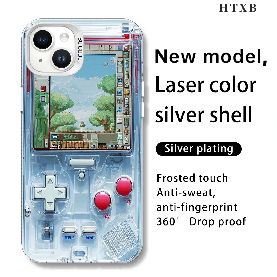 Il mondo pixelato di una console portatile trasparente per iPhone da 17 a 11 Pro Max Plus