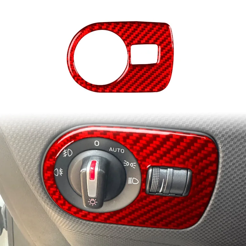 Real Soft Carbon Fiber Sticker For Seat Leon 2005 2006 2007 2008 2009 2010 2011 2012 LHD RHD Car Headlight Switch Frame Trim