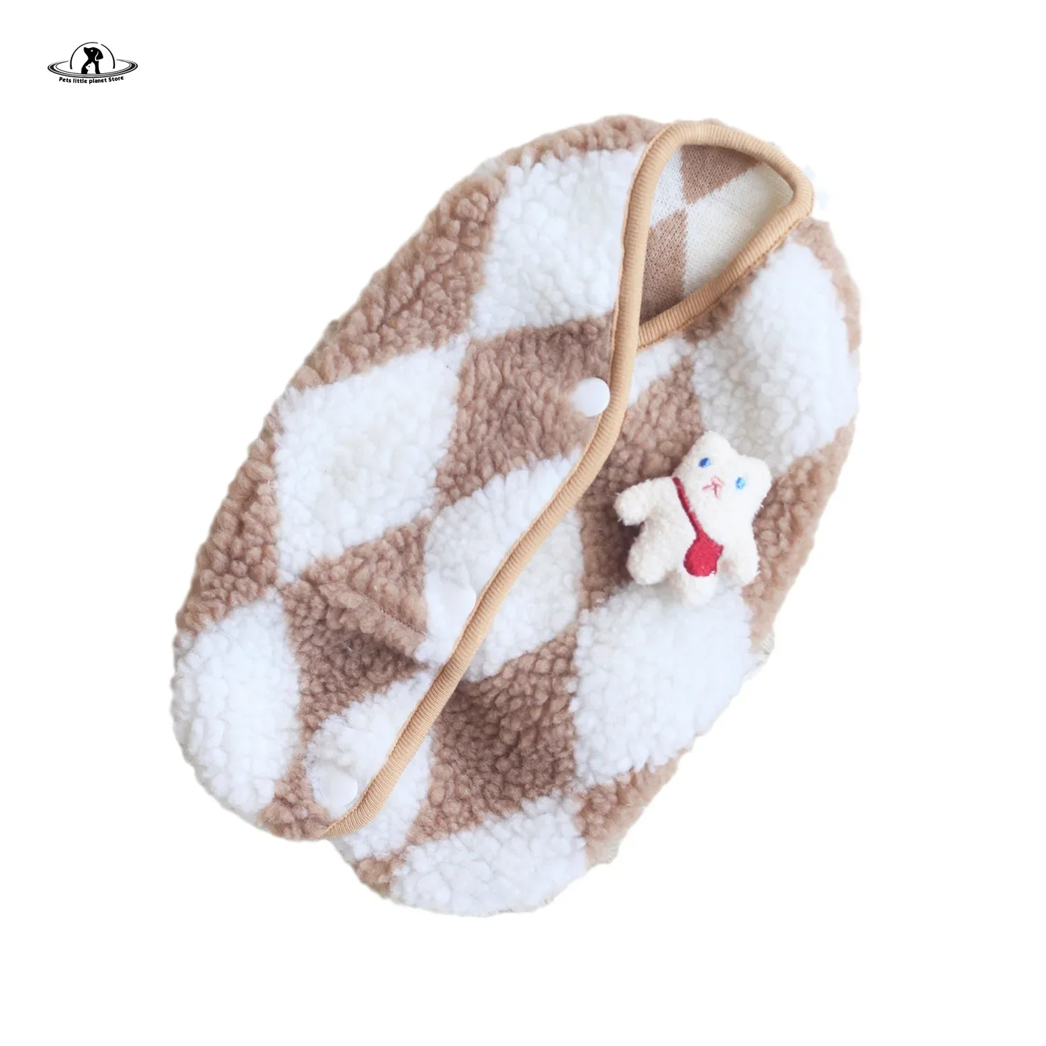 Autumn and Winter Cat Vest Winter Warm Pet Clothes Warm Two Feet Diamond Gingham Coat Clothes for Cats Dog Clothes